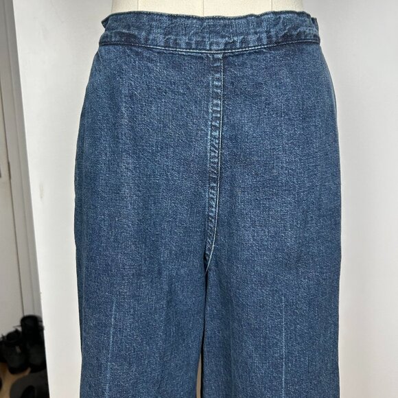Rachel Comey Women Blue Straight Leg Cut-Off Side Zip Cotton Pull On Jeans 4 - Picture 2 of 9